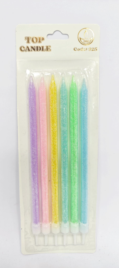 Makaron Simli Doğum Günü Mumu 6 Lı Kod: 925